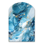 Blue White Oceanic Allure Marble Pattern - Asymmetric Metal Wall Art