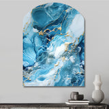 Blue White Oceanic Allure Marble Pattern - Asymmetric Metal Wall Art