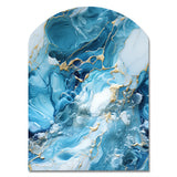 Blue White Oceanic Allure Marble Pattern - Asymmetric Metal Wall Art