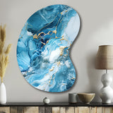 Blue White Oceanic Allure Marble Pattern - Asymmetric Metal Wall Art