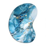 Blue White Oceanic Allure Marble Pattern - Asymmetric Metal Wall Art