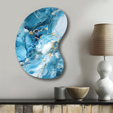 Blue White Oceanic Allure Marble Pattern - Asymmetric Metal Wall Art