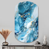 Blue White Oceanic Allure Marble Pattern - Asymmetric Metal Wall Art