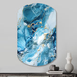 Blue White Oceanic Allure Marble Pattern - Asymmetric Metal Wall Art