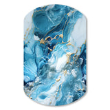 Blue White Oceanic Allure Marble Pattern - Asymmetric Metal Wall Art