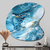 Blue White Oceanic Allure Marble Pattern - Asymmetric Metal Wall Art