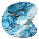 Blue White Oceanic Allure Marble Pattern - Asymmetric Metal Wall Art