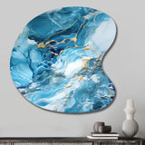 Blue White Oceanic Allure Marble Pattern - Asymmetric Metal Wall Art