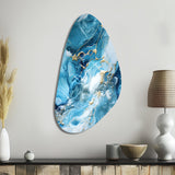 Blue White Oceanic Allure Marble Pattern - Asymmetric Metal Wall Art