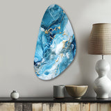 Blue White Oceanic Allure Marble Pattern - Asymmetric Metal Wall Art