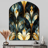 Deco Gold And Emerard Marble Opulence - Asymmetric Metal Wall Art