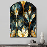 Deco Gold And Emerard Marble Opulence - Asymmetric Metal Wall Art