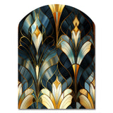 Deco Gold And Emerard Marble Opulence - Asymmetric Metal Wall Art