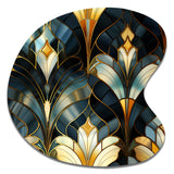 Deco Gold And Emerard Marble Opulence - Asymmetric Metal Wall Art