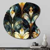 Deco Gold And Emerard Marble Opulence - Asymmetric Metal Wall Art