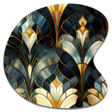 Deco Gold And Emerard Marble Opulence - Asymmetric Metal Wall Art