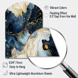 Celestial Gold And Blue Marble Pattern - Asymmetric Metal Wall Art