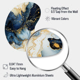 Celestial Gold And Blue Marble Pattern - Asymmetric Metal Wall Art