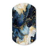 Celestial Gold And Blue Marble Pattern - Asymmetric Metal Wall Art