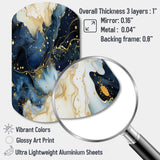 Celestial Gold And Blue Marble Pattern - Asymmetric Metal Wall Art