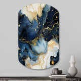 Celestial Gold And Blue Marble Pattern - Asymmetric Metal Wall Art