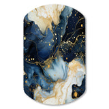 Celestial Gold And Blue Marble Pattern - Asymmetric Metal Wall Art