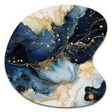 Celestial Gold And Blue Marble Pattern - Asymmetric Metal Wall Art