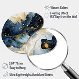 Celestial Gold And Blue Marble Pattern - Asymmetric Metal Wall Art