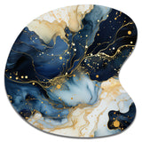 Celestial Gold And Blue Marble Pattern - Asymmetric Metal Wall Art