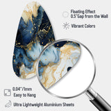 Celestial Gold And Blue Marble Pattern - Asymmetric Metal Wall Art