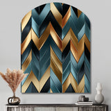 Metallic Chevron Elegance Patter - Asymmetric Metal Wall Art