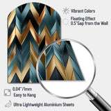 Metallic Chevron Elegance Patter - Asymmetric Metal Wall Art