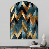 Metallic Chevron Elegance Patter - Asymmetric Metal Wall Art