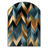 Metallic Chevron Elegance Patter - Asymmetric Metal Wall Art