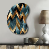 Metallic Chevron Elegance Patter - Asymmetric Metal Wall Art