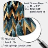 Metallic Chevron Elegance Patter - Asymmetric Metal Wall Art