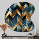 Metallic Chevron Elegance Patter - Asymmetric Metal Wall Art