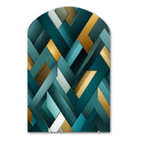 Teal Modern Geometric Tiles - Asymmetric Metal Wall Art