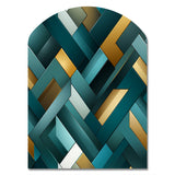 Teal Modern Geometric Tiles - Asymmetric Metal Wall Art