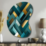 Teal Modern Geometric Tiles - Asymmetric Metal Wall Art