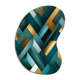 Teal Modern Geometric Tiles - Asymmetric Metal Wall Art