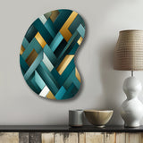 Teal Modern Geometric Tiles - Asymmetric Metal Wall Art