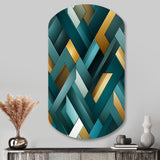 Teal Modern Geometric Tiles - Asymmetric Metal Wall Art