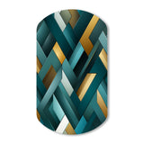 Teal Modern Geometric Tiles - Asymmetric Metal Wall Art