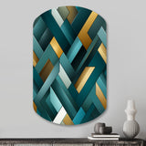 Teal Modern Geometric Tiles - Asymmetric Metal Wall Art