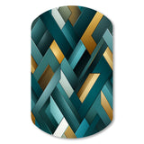 Teal Modern Geometric Tiles - Asymmetric Metal Wall Art