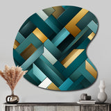 Teal Modern Geometric Tiles - Asymmetric Metal Wall Art