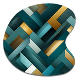 Teal Modern Geometric Tiles - Asymmetric Metal Wall Art