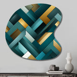 Teal Modern Geometric Tiles - Asymmetric Metal Wall Art