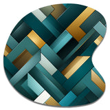 Teal Modern Geometric Tiles - Asymmetric Metal Wall Art